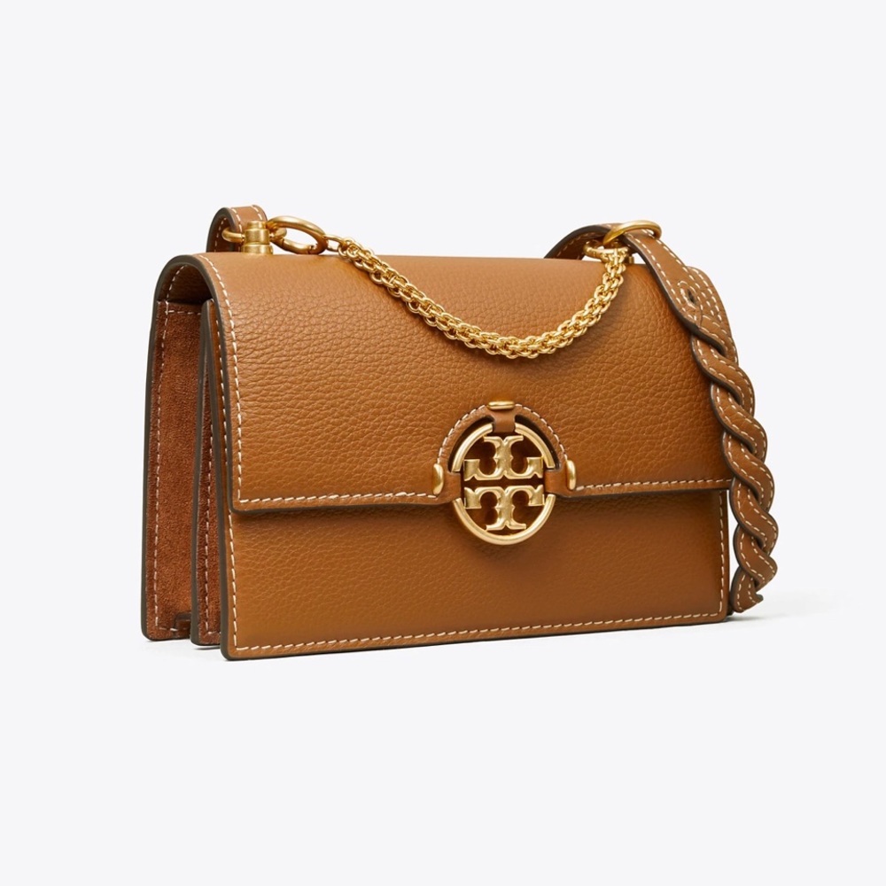 Tory Burch Miller Mini Bag in color Light Umber (brown).